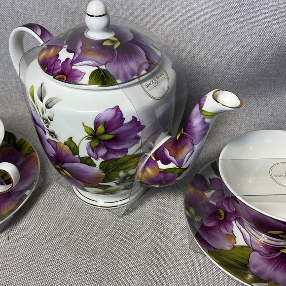 GRACE Teaware Floral Teapot and Teacup Set - Picture 12 of 12